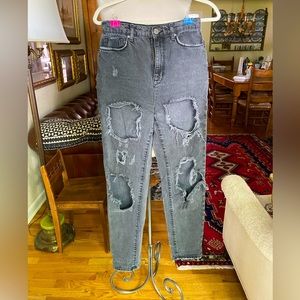 BDG very distressed black high rise jeans